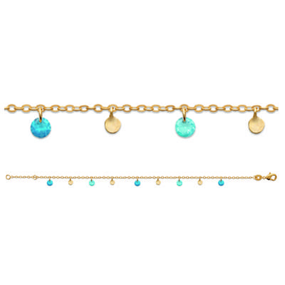 [R5760] - Gold Plated Bracelet 'Sissi' Turquoise Gold - 4 Mm