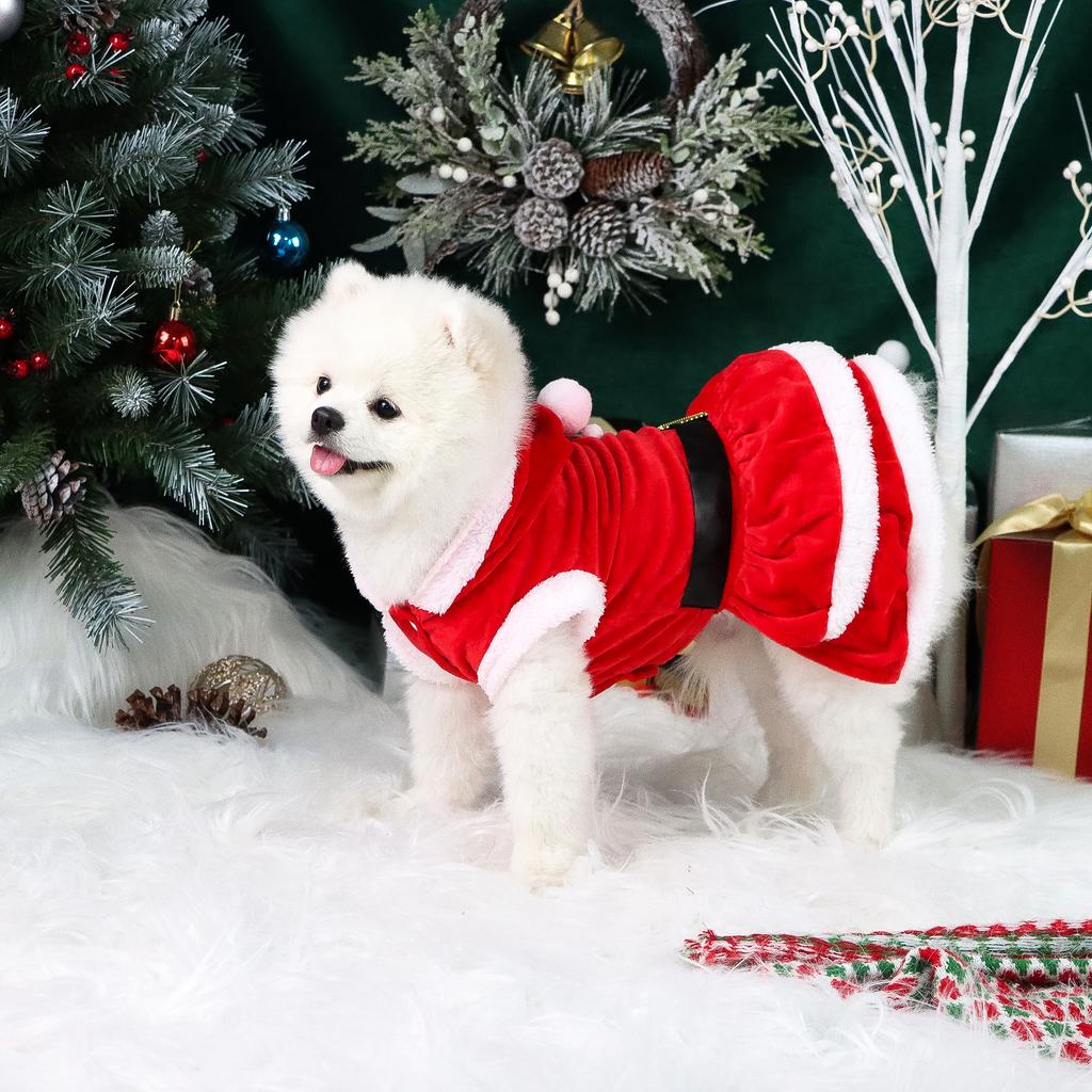 Christmas Dog Dresses for Small Dogs Clothes Blet Santa Cos Costume Puppy Doggie Pet Soft Clothes Soft Apparel Attire Christma