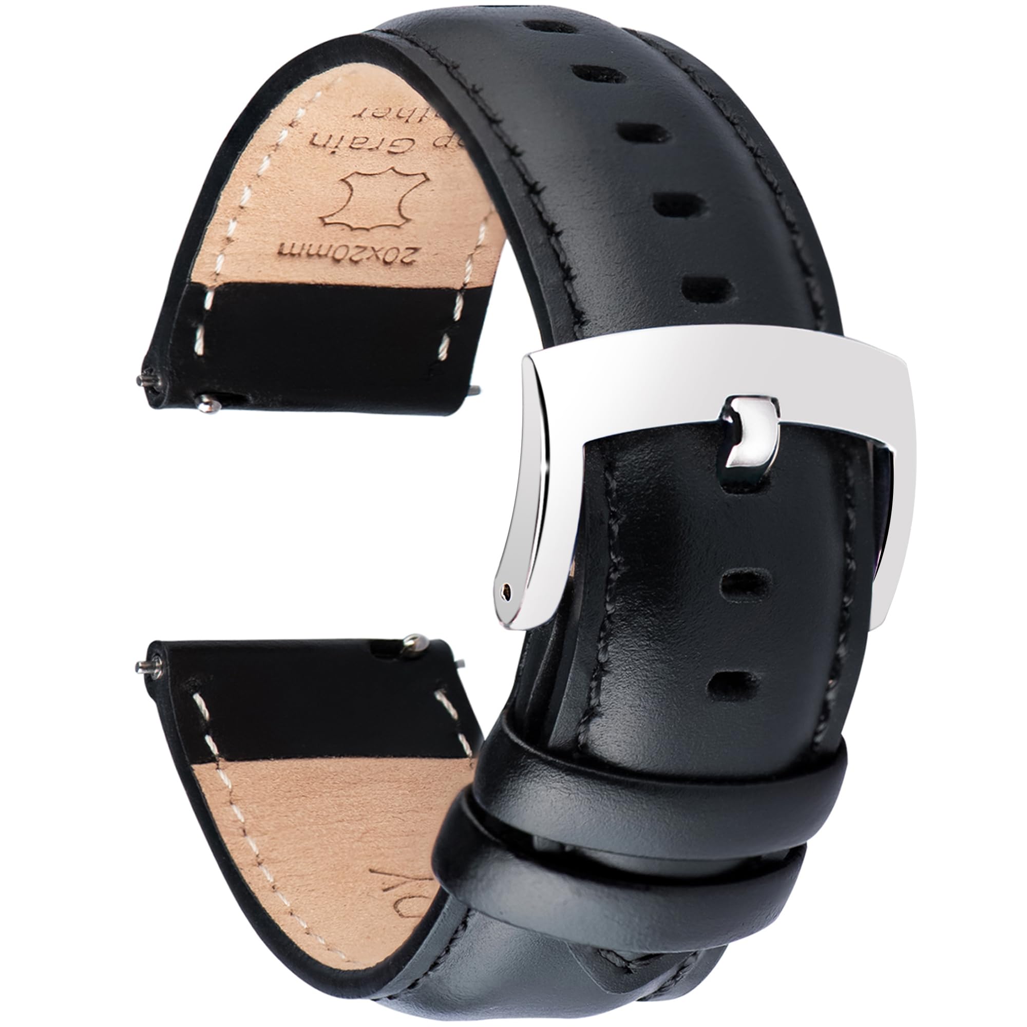 

Ottoody Genuine Leather Replacement Watch Band, 0.71, 0.75, 0.79, 0.83, 0.87 inch (18, 19, 22mm