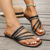 Summer New Women's European and American Sandals Flat-soled Slippers Woven Sandals Foreign Trade Independent Station Large Size Women's Shoes