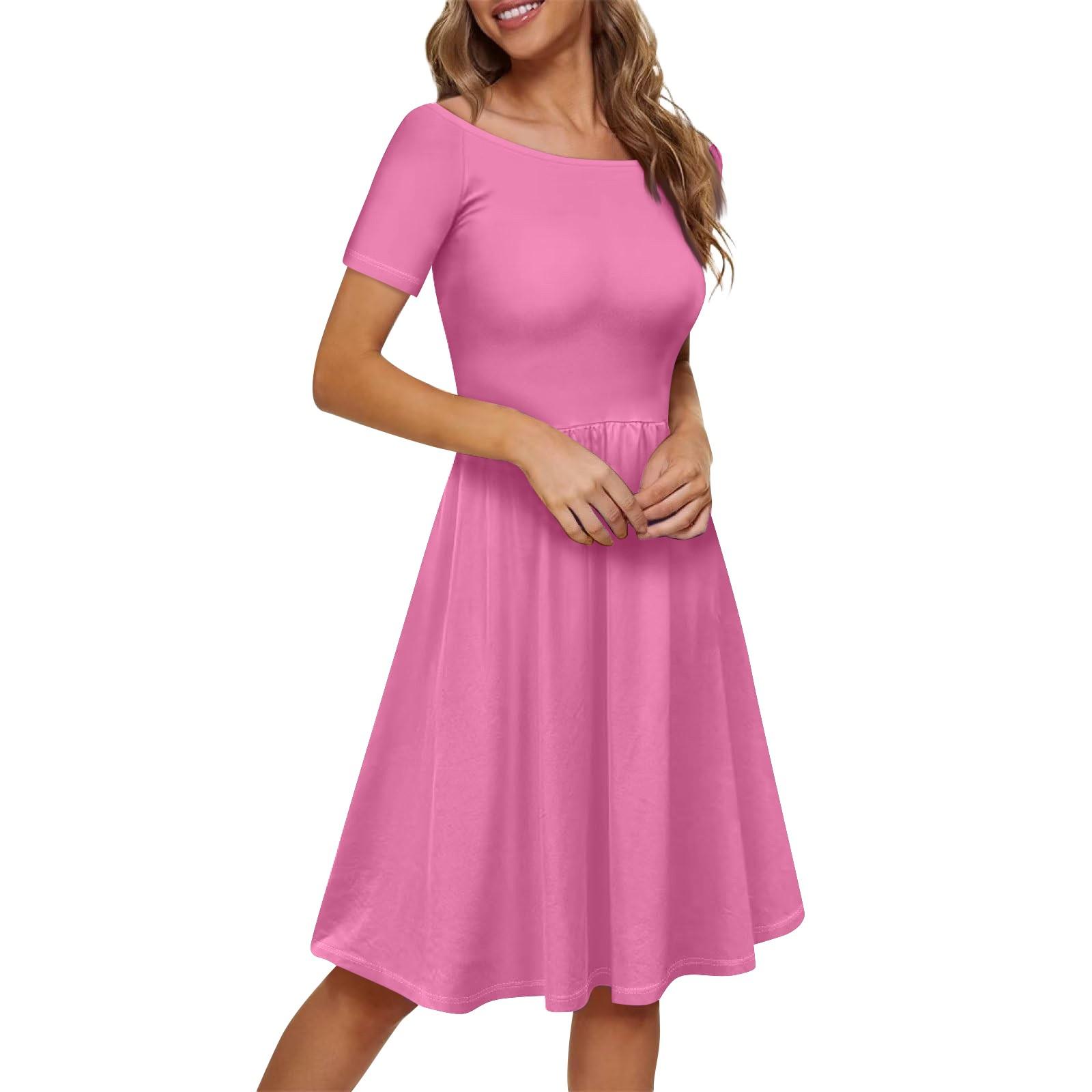 Женское платье с коротким рукавом реглан с круглым вырезом и большим вырезом с открытыми — фото 15