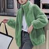 Women Coat Solid Color Double-Sided Velvet Coat with Pockets Warm Long-Sleeved Autumn Winter Outerwear