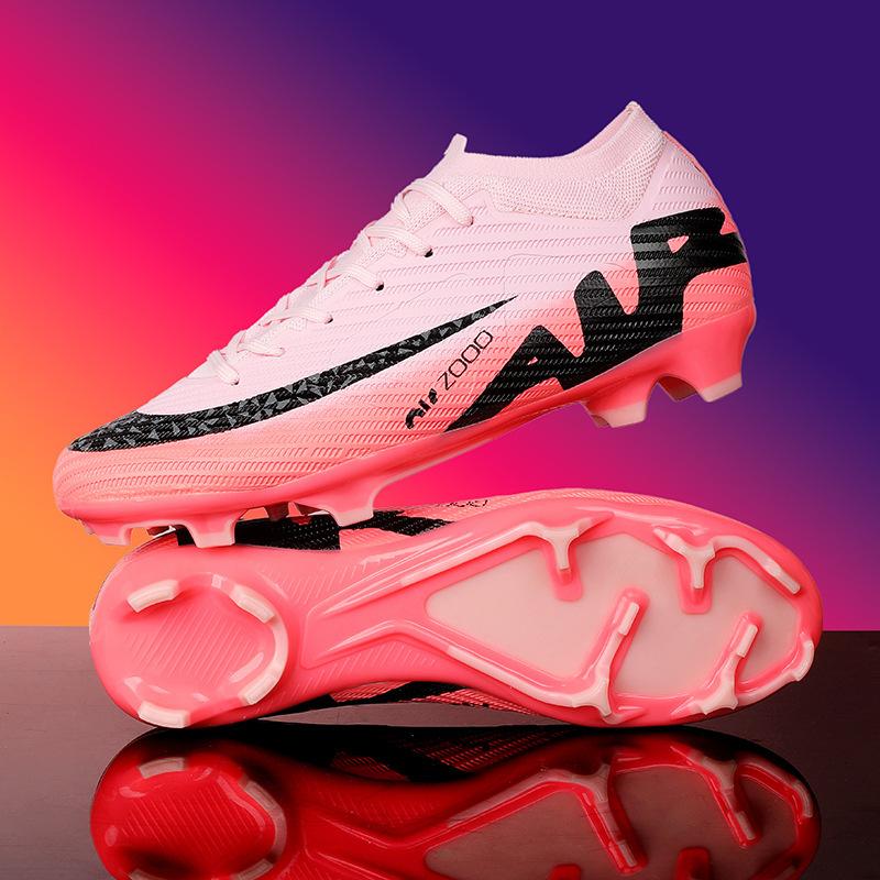 2025 New Football Shoes Men's and Women's High-top Youth Training Long Nails TF Broken Nails Artificial Flat Sports Shoes