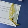 Elegant Gold-Plated Sterling Silver Pearl Brooch – Twining Branch with Hollow Leaf Design