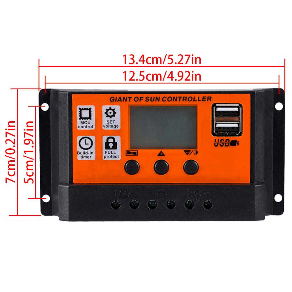 30A/60A/80A/100A PWM Solar Charge Controller 5V Solar Panel Charger Battery Conditioner Car Solar Panel LED Display Dual USB