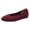 Y2 Women's Plus Size Knit Soft Sole Flat Shoes (Sizes 41-44) - Solid Color, Round Toe, Low-Cut, Old Beijing Style.