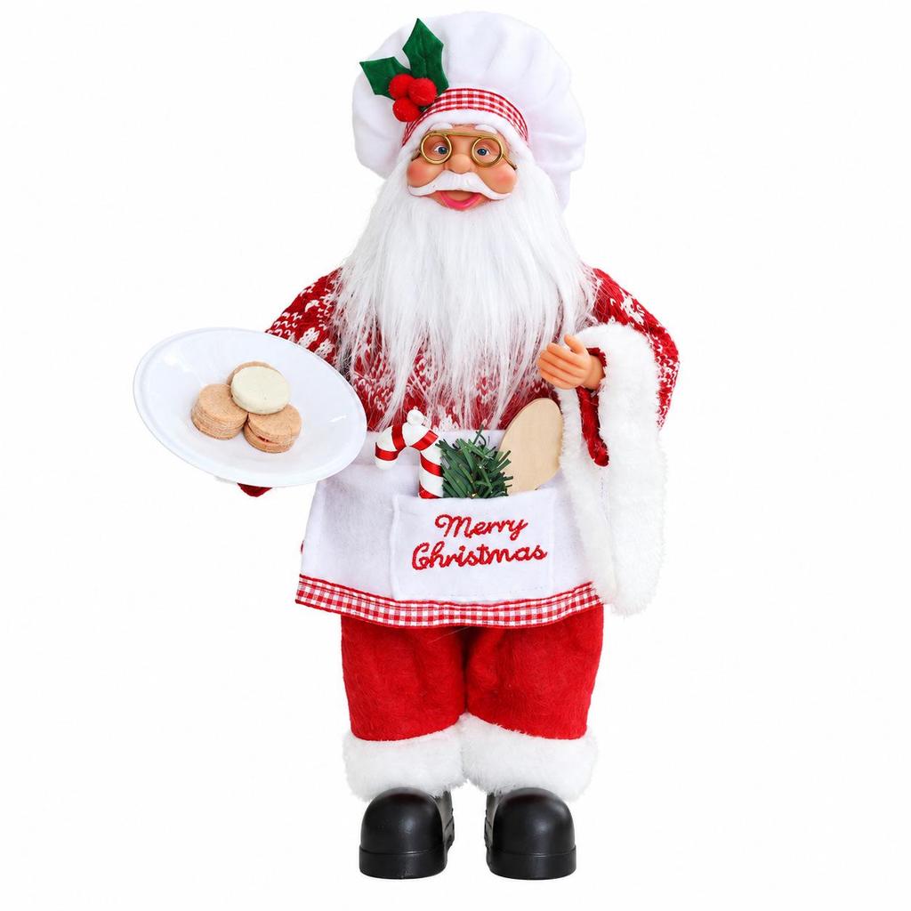 Santa Claus Chef Doll Ornament - Christmas Figure for Home or Window, Festive New Year Decoration