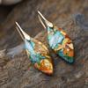 New hot-selling European and American bohemian natural stone leaf pendant earrings retro jewelry