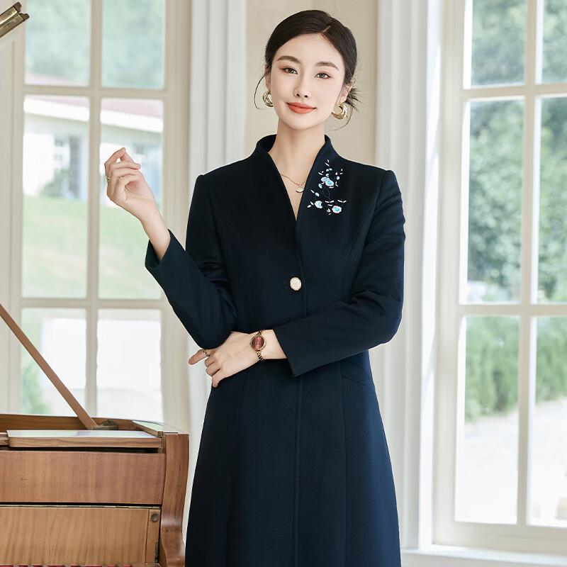 Troloman New Chinese Style Women's Long Wool Coat