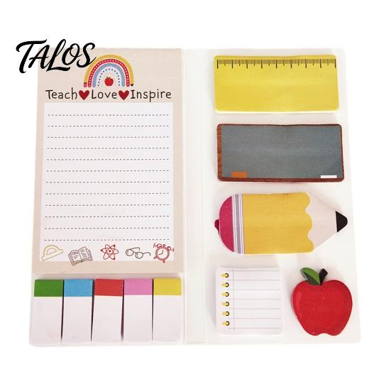 Thick Paper Notes for Journaling Teacher Themed Sticky Notepads Set, Campus Theme Smooth Notes, Cartoon Set Creative Index Stickers Portable