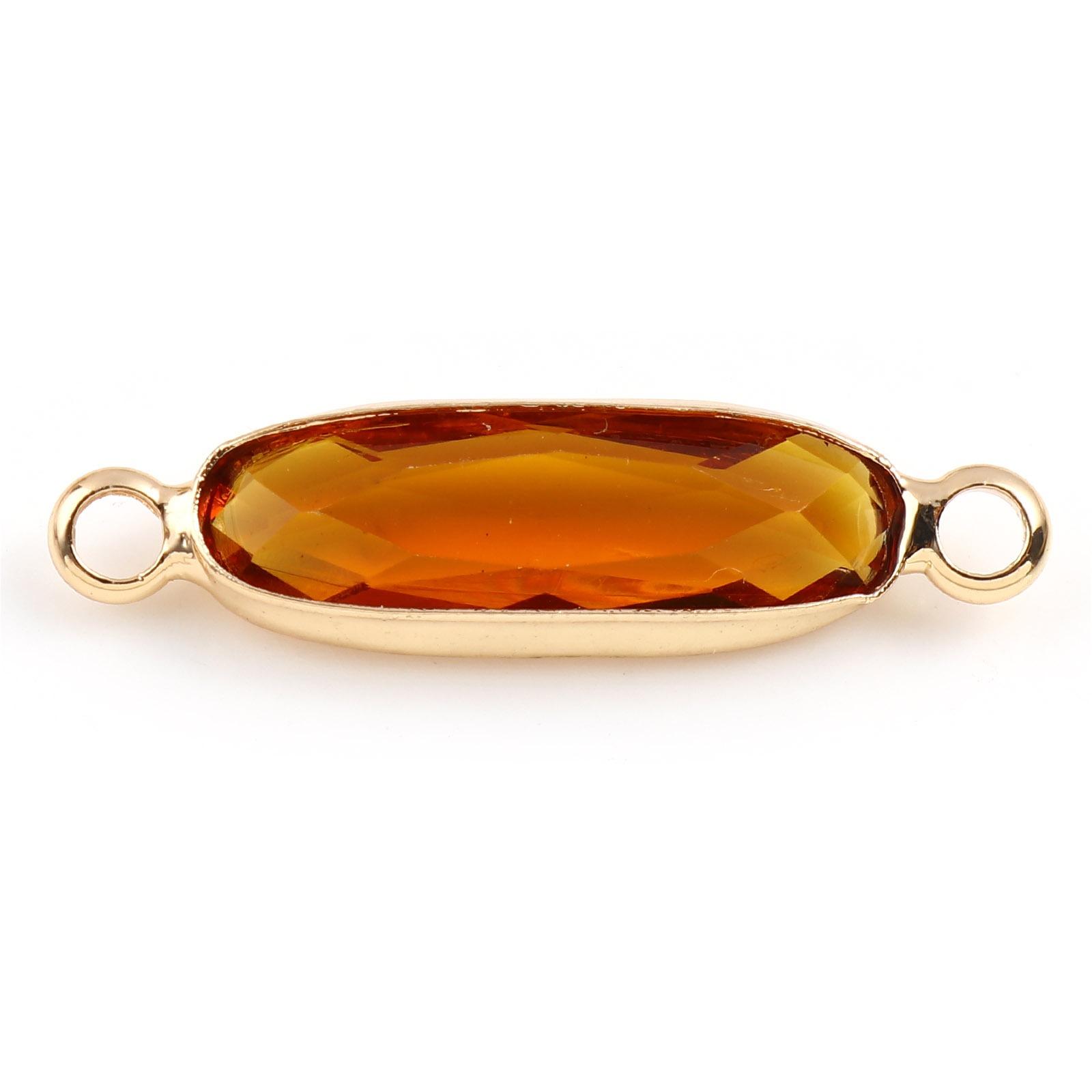 

DoreenBeads 5 PCs Oval Glass Connectors Copper Charms Gold Color For DIY Making Necklace Bracelets Jewelry Findings 22mm x 6mm бурштин