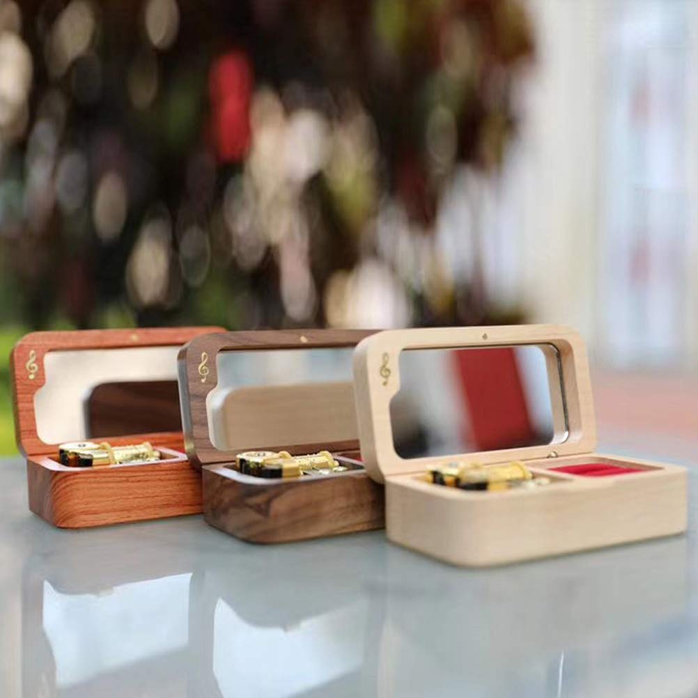 Sinzyo Cylinder Music Box, Wooden, with Ring Holder (Rosewood, Song Canon)