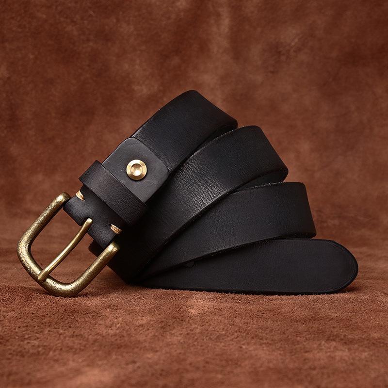 Belt Men's Width Washed-out Vintage Distressed First Layer Cowhide Leather Pin Buckle Casual Jeans Belt Men