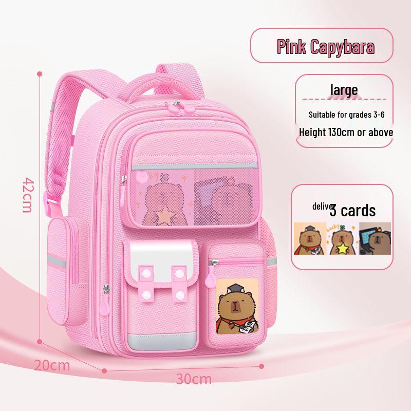 Kids' Lightweight Backpack with Spine Protection for Grades 1-6, Large Capacity, Ideal for Boys and Girls