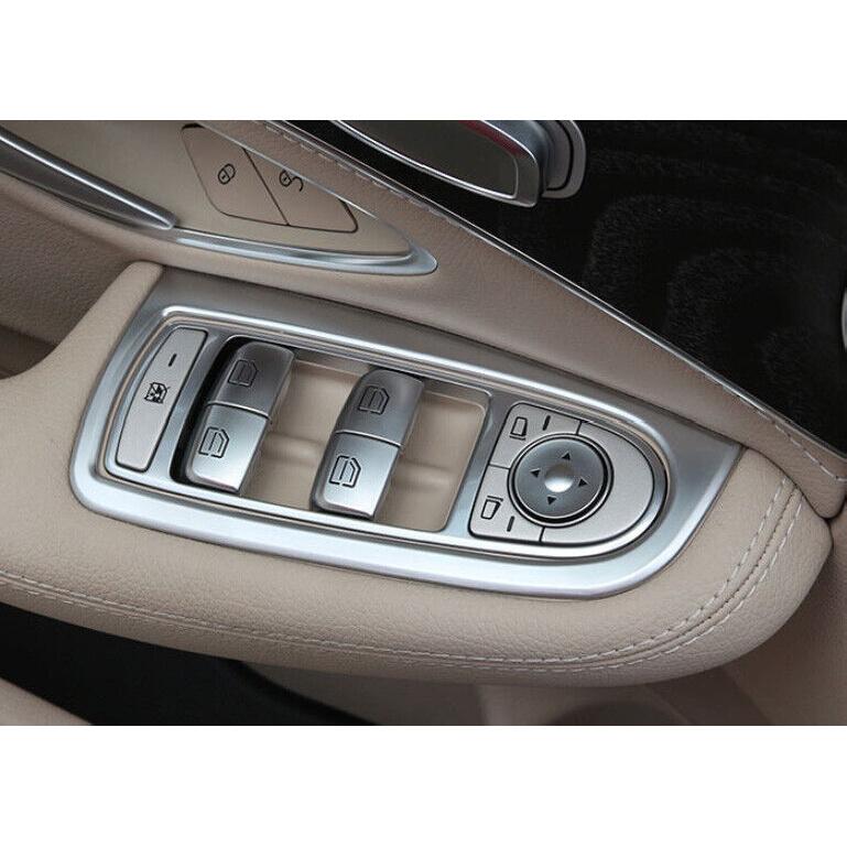 For Mercedes-Benz GLC - Silver ABS Window Lock Lift Panel Trim Frame 4X