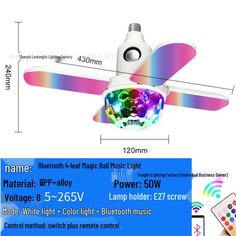 Bluetooth RGB Bunte Sternenhimmel Vierblatt Hochleistungs E27 Glühbirne für Wohnzimmer- & Schlafzimmeratmosphäre