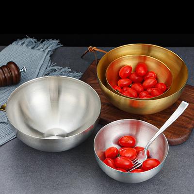 Korean Soup Large Capacity Stainless Steel Golden Silver Salad Bowls Rice Noodle Ramen Bowl Kitchen Tableware Food Container
