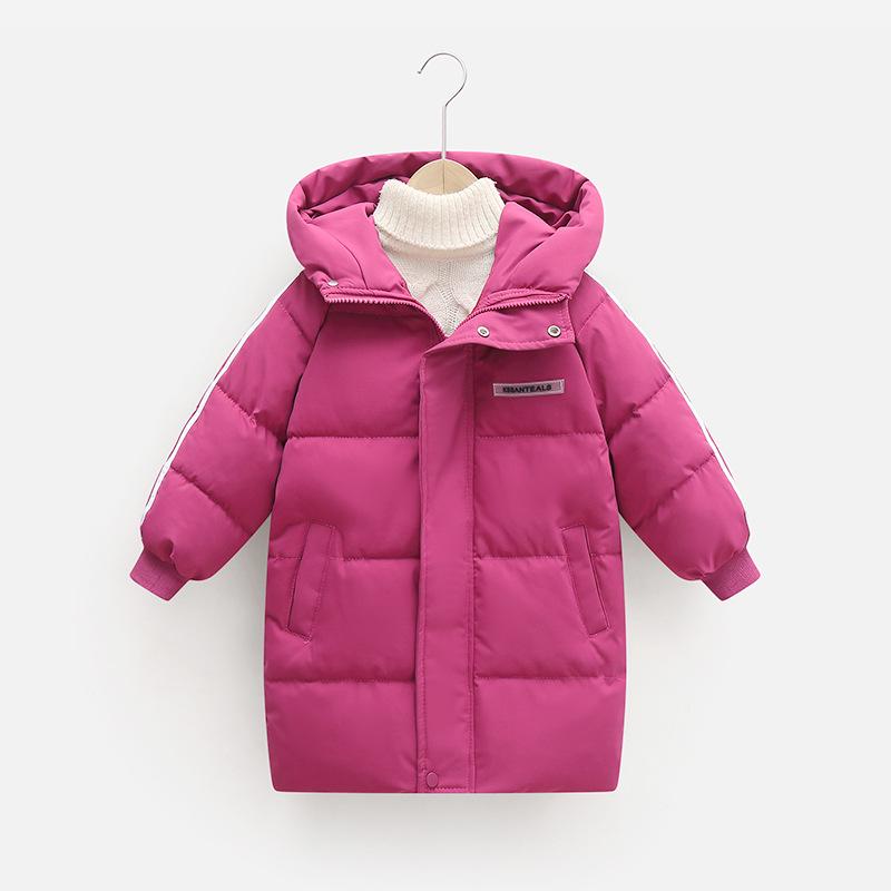 2025 Kinder Lange Baumwollgepolsterte Jacke - Mittellang Koreanischer Stil für Jungen und Mädchen, Über das Knie, Verdickter Baumwollmantel