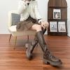 Grape Mom Boots Women's Long Boots Women's Pleated Skinny Boots Small Man Thick Bottom Increased Zipper Boots Women