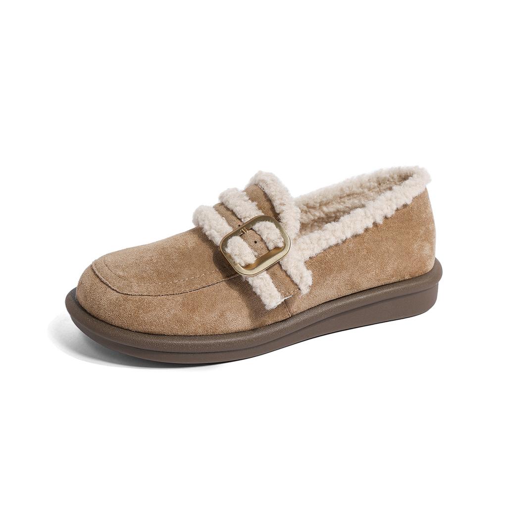 Thick-soled Velvet Women's Winter Fluffy Shoes with One Foot On Cotton Shoes