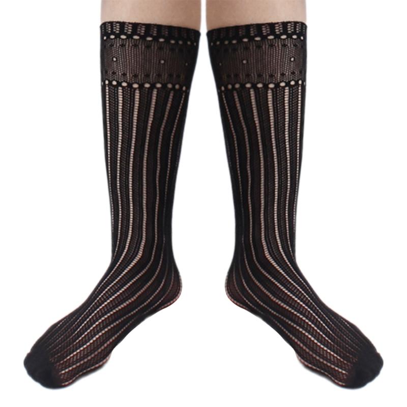 1 Pair Japanese Styles Fishnet Mesh Hollowout Patterned Stockings Breathable Thin Middle Calf Socks for Women and Girls