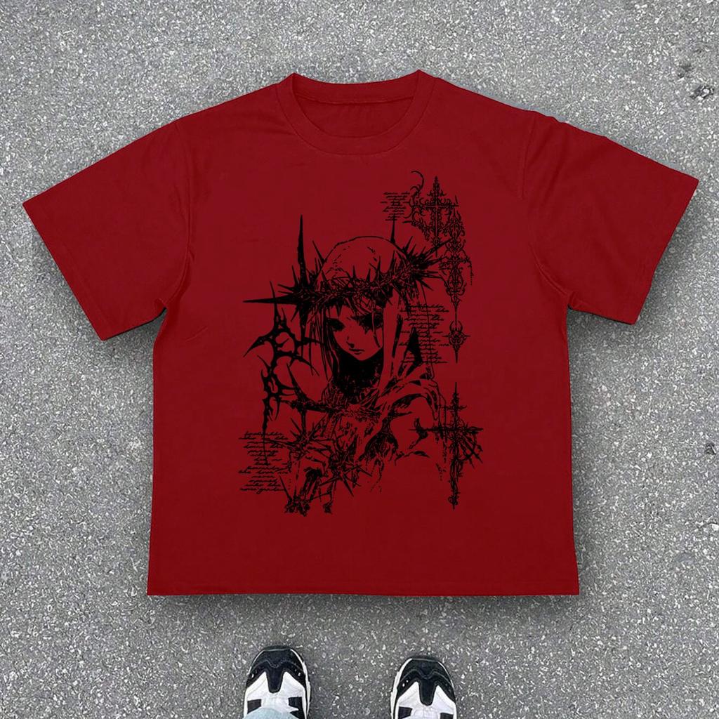 2K High Street Hip-Hop Dark Style Printed Long Sleeve T-Shirt