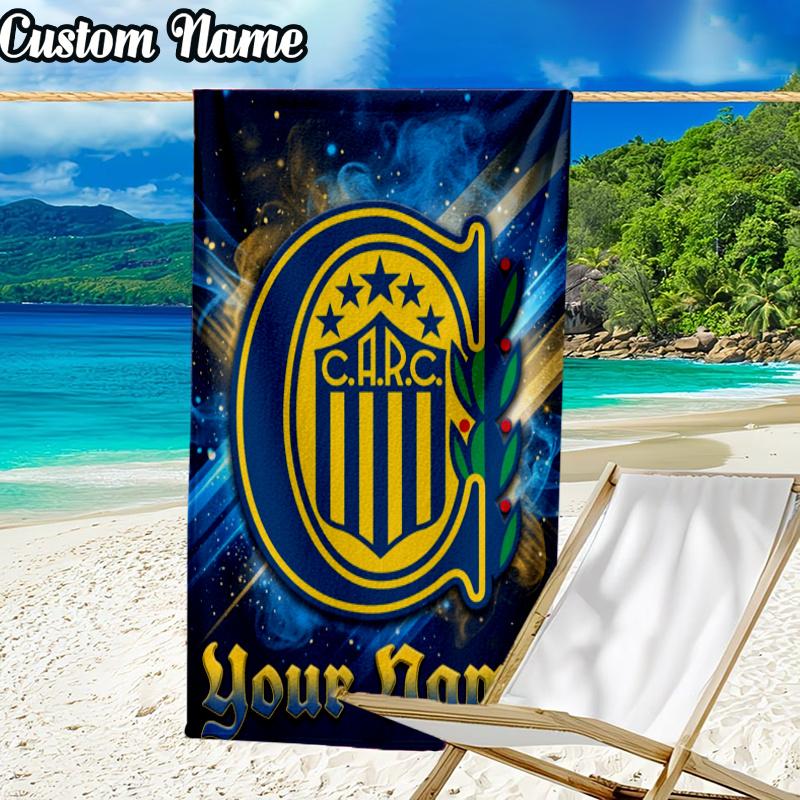 Custom Name Atlético Rosario Central Beach Towel - Soft, Ultra-Absorbent Microfiber, Lightweight, Perfect for Beach, Parties, Travel, Camping