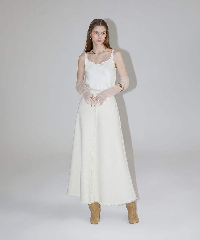 Rene J Sand Tweed Long Skirt