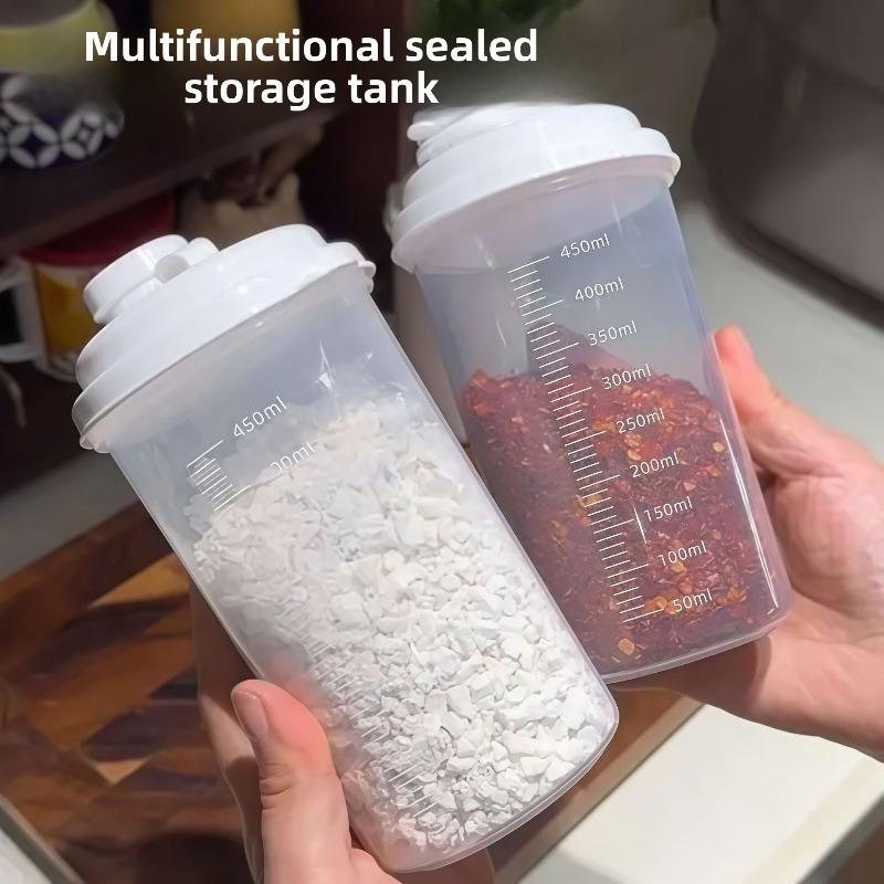 Multi-functional Sealed Storage Tank, Household Shaker Cup, Refrigerator Cold Water Cup with Lid, Leak-proof, White Sugar Portioning Bottle