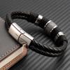 Fashion 2layer Leather Bracelets with Stainless Steel Magnet Trendy Multilayer Bracelet Homme Jewelry Male Bangle Wholesale Bulk