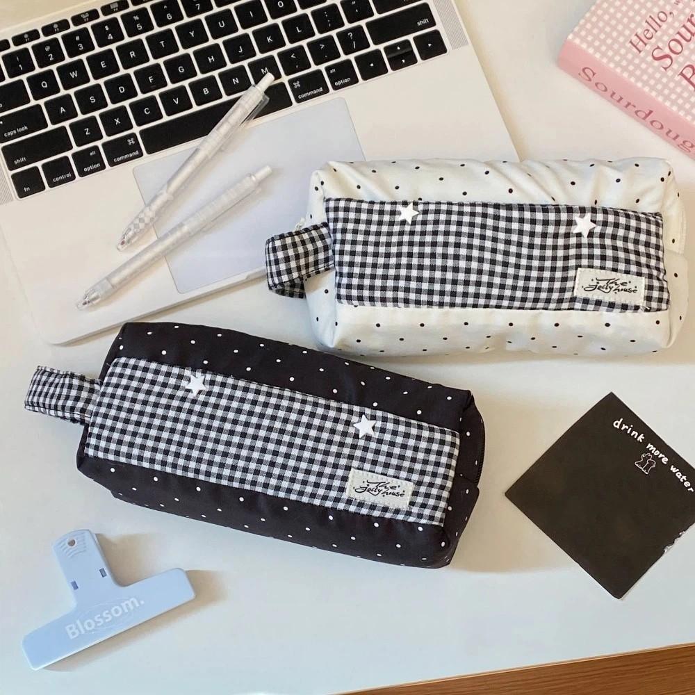 Polka Dot Star Korean Stationery Bag Makeup Bag Pen Storage Bag Handheld Pencil Bag School Office