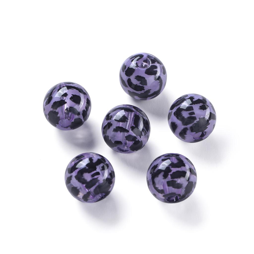 2pcs 15.5mm Acrylic Round Shaped Beads Leopard Print Spacer Loose Beads for DIY Bracelets Earrings Jewelry Making Accessories
