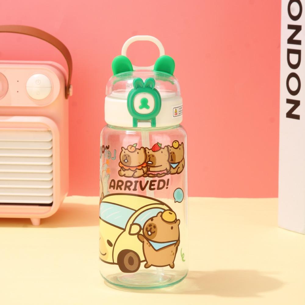 

Мультяшный прозрачный пластиковый стакан 500 мл Капибара Бутылка для питья Капибара Бутылки для воды Бабл-ти Green - Style B