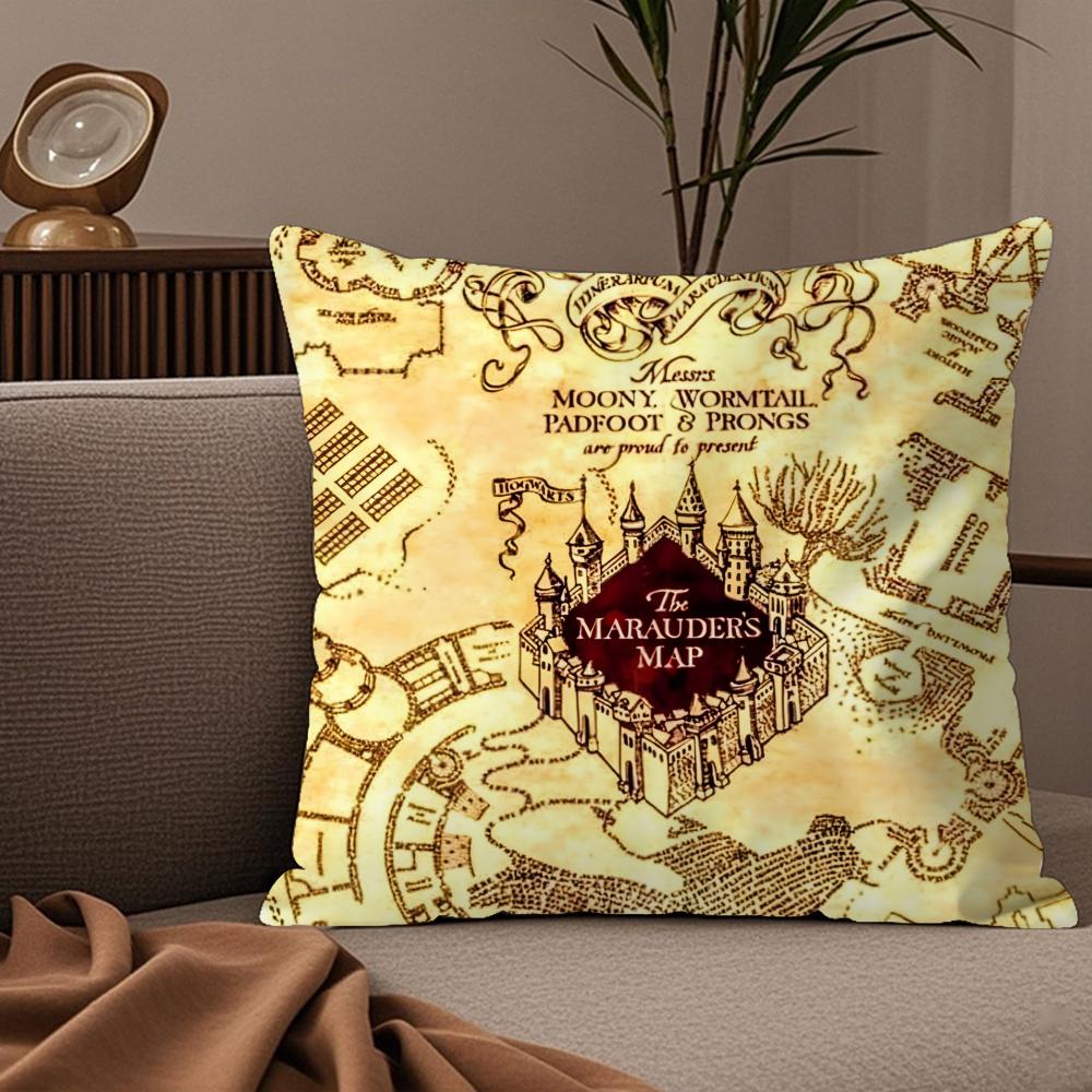 Housse de coussin Magique Carte des Maraudeurs Harry Potter Confort Élégant Soie Canapé Lit Fermeture Éclair Invisible