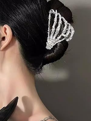 Halloween 3Pcs Black Spider Web Skull Skeleton Hand Hair Claw Clips Metal Hair Accessories For Women Girls Holiday Party Gift