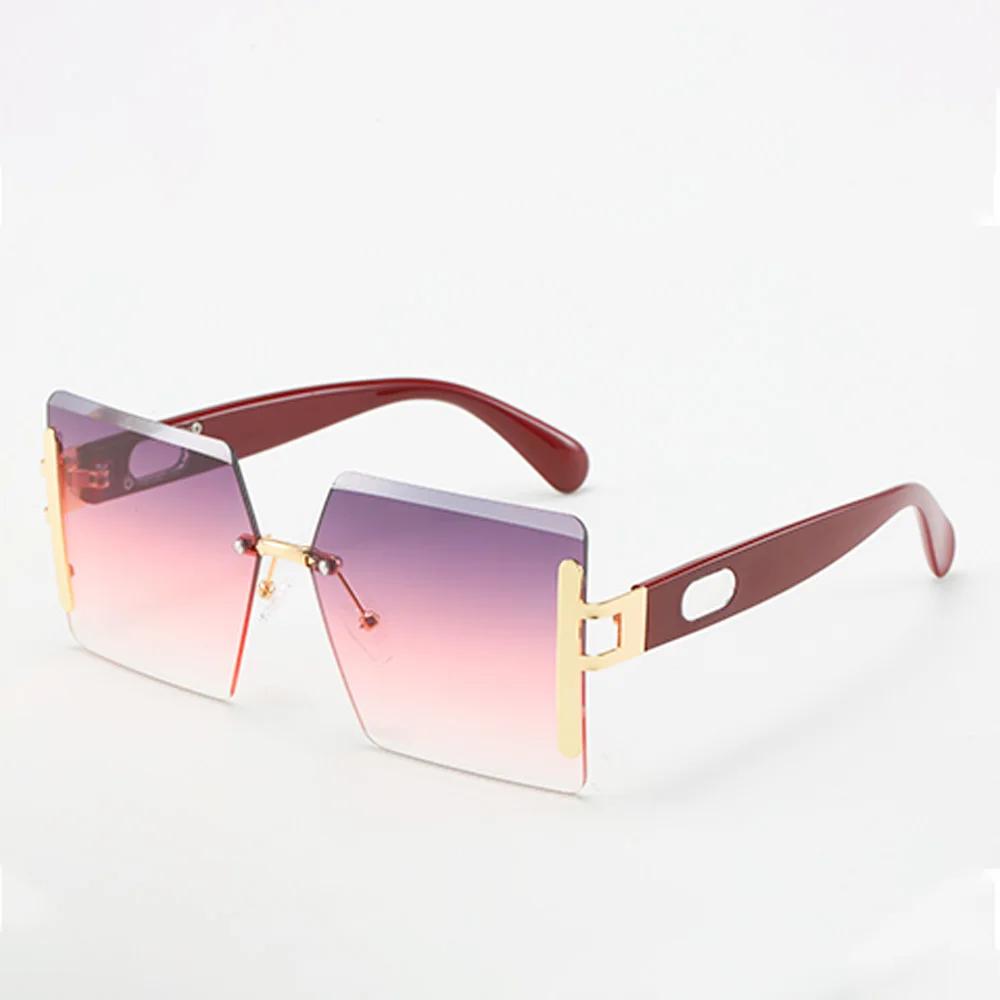 Rimless Sunglasses Big Sunglasses Men Square Shades Brand Designer Unisex Sun Glasses Black Lense Male Female Sunglasses Uv400