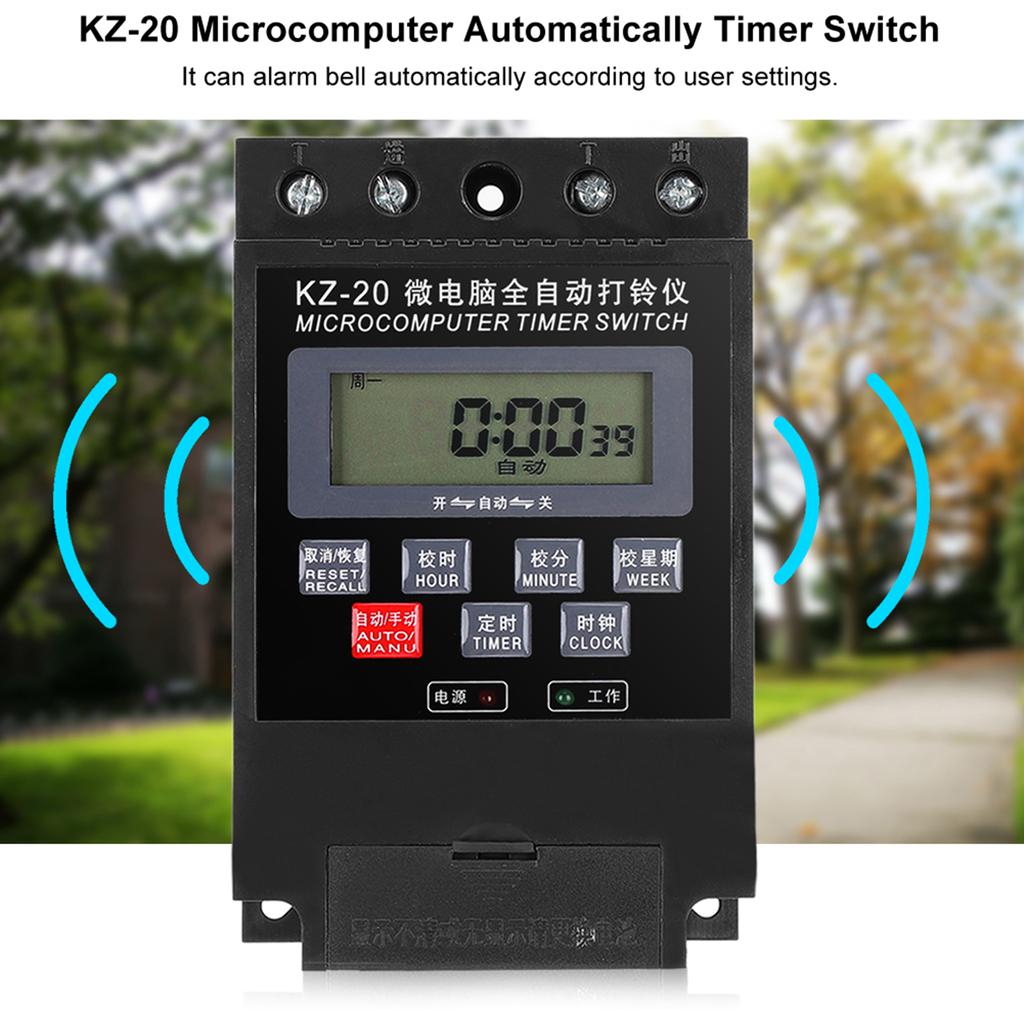KZ-20 Microcomputer Electric Bell Timer Switch ON/OFF School Programmable Time Relay 220V