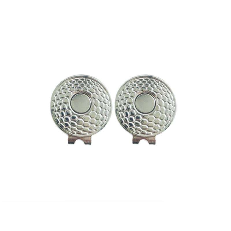 2pcs Golf Ball Marker Hat Clip Silver Durable Removable Magnetic Aiming Marker Professional Golf Training Aids Accessories
