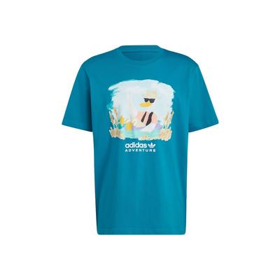 adidas Originals Adventure Graphic Tee With Letter Logo And Cartoon Print Men Tops Teal-Green HZ1146