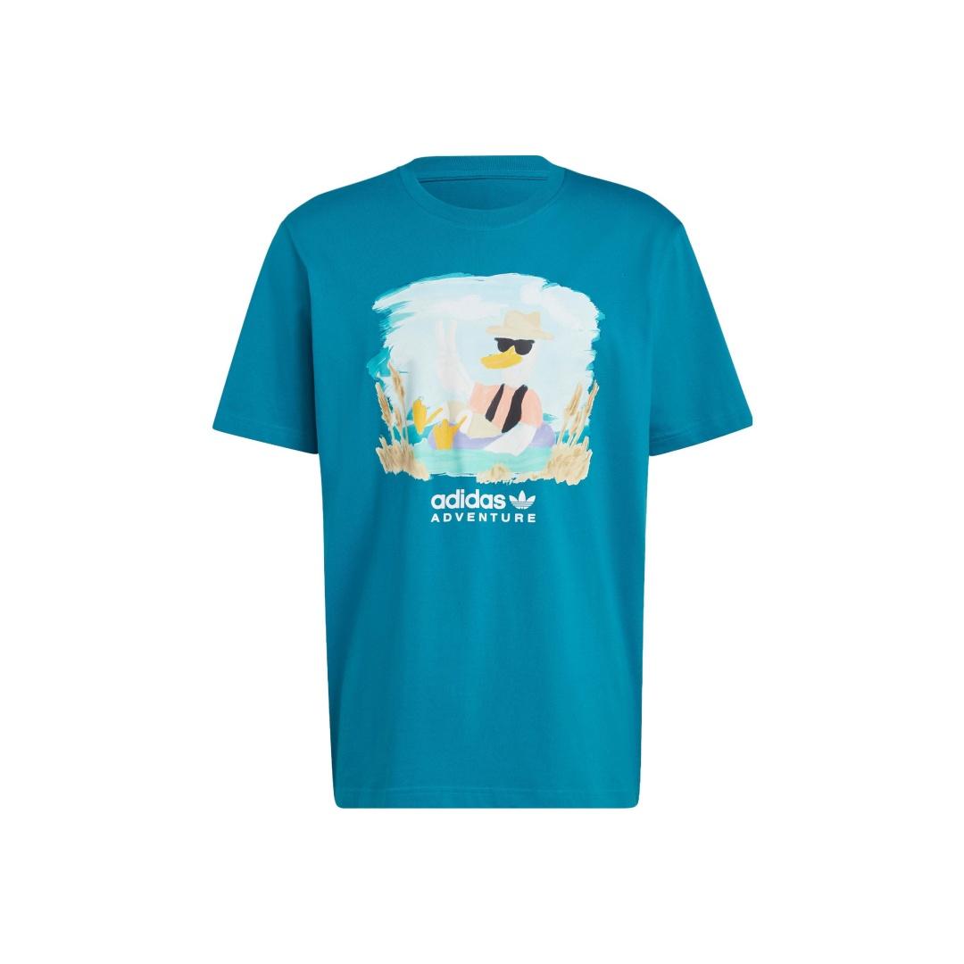

Adidas Футболка Originals Adventure Graphic Tee с логотипом и мультяшным принтом для мужчин, цвет сине-зеленый HZ1146 M