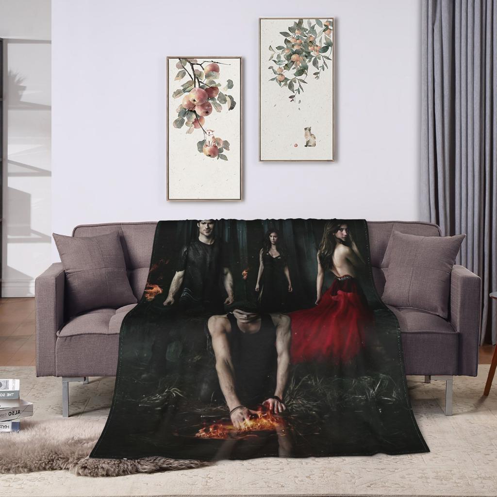 The Vampire Diaries Damon salvatore Warm Soft Blanket Travel Office Plush Throw Blanket Graphic Outdoor Bedspread Sofa Bed Cover