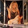 Wandbehang-Gobelin, Stoff-Hintergrund mit Aufdruck von Sabrina Carpenter für Schlafsaal-Party-Dekoration