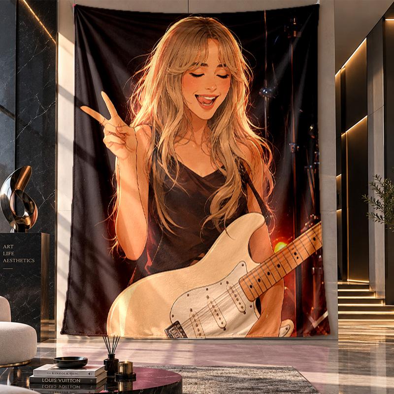 Wandbehang-Gobelin, Stoff-Hintergrund mit Aufdruck von Sabrina Carpenter für Schlafsaal-Party-Dekoration