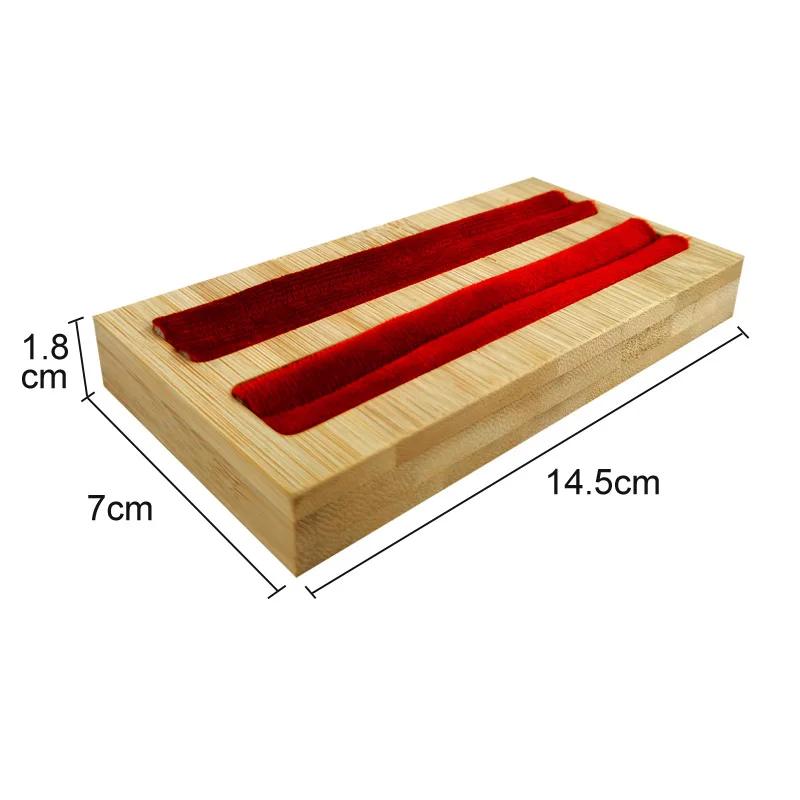 Velvet Square Ring Tray With Bamboo Wood Base 2 Slots Ring And Accessory Display Stand Earrings Jewelry Storage Rack 14.5*7CM