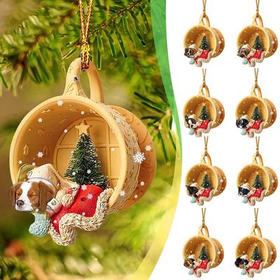 Christmas Tea Cup Christmas Hat Dog Christmas Tree Pendant Christmas Decoration