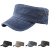 Flat Top Hat Men's Military Hat Solid Color Washed Cotton Hat Washed Cap Light Plate Sunscreen Sun Hat