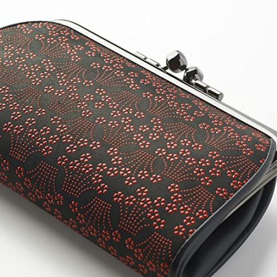 Genuine Leather Purse Coin Purse Background X Red Lacquer Kosakura Genuine Gamaguchi Wallet Coin Case Ladies Leather Gift Respect for the Aged Day