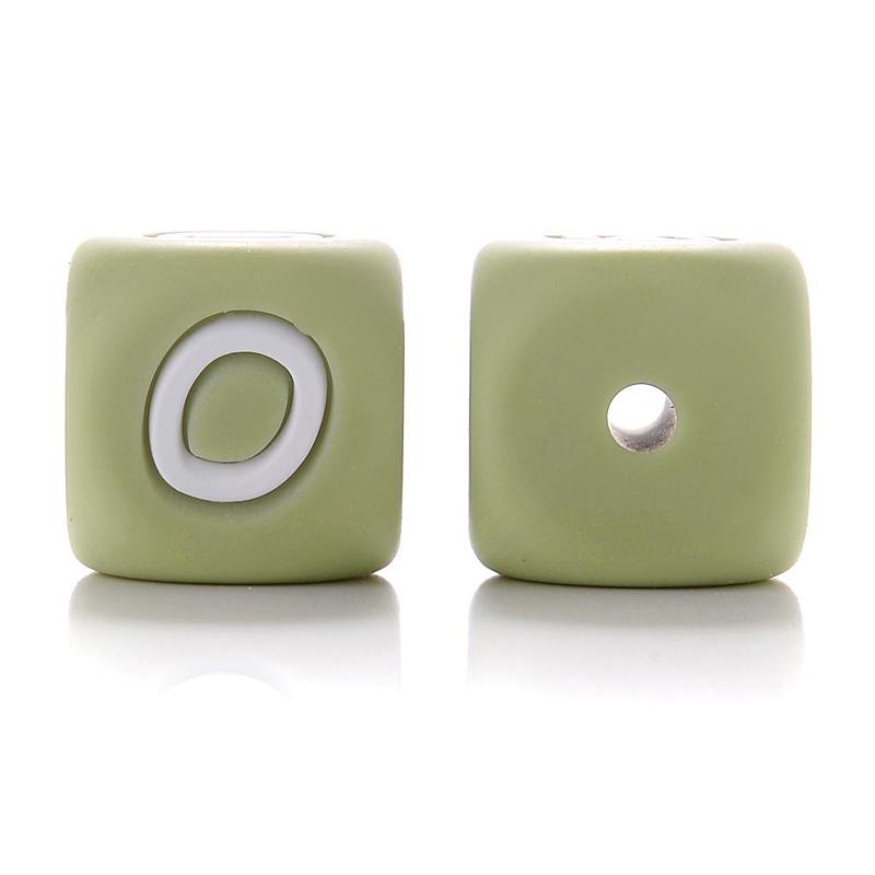 10Pcs 12mm Sage Silicone Alphabet Letter Beads 26 English Letter Baby Name Beads Teething Pacifier Chain Silicone Baby Teether