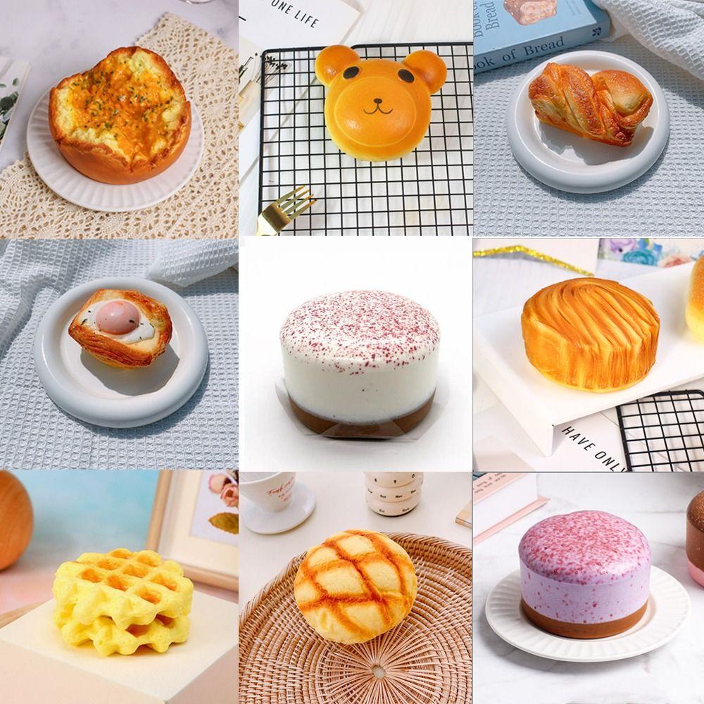 Soft Simulated Cheese Bun Stress Relief Squeeze Toy Funny Bread Squishy Toy for Adults Kids Gift