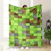 Pixel Block Print Blanket - Flannel Throw for Bedroom, Living Room, Sofa, and Nap Sofa